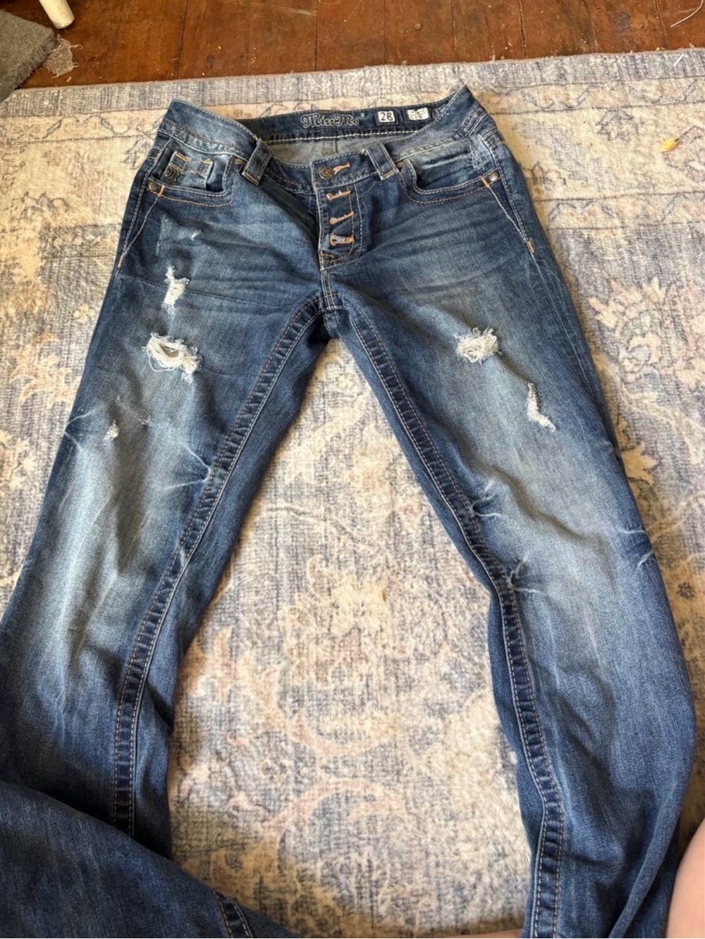 Miss Me Men Slim Straight Distressed Blue Jeans